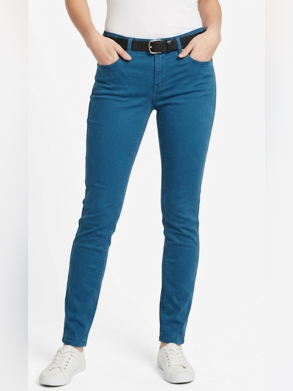 Express Teal Blue Skinny Jeans Size 2 Low Mid Rise Denim Cotton Blend